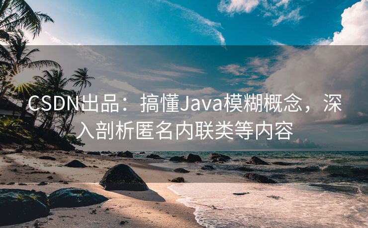 CSDN出品：搞懂Java模糊概念，深入剖析匿名内联类等内容