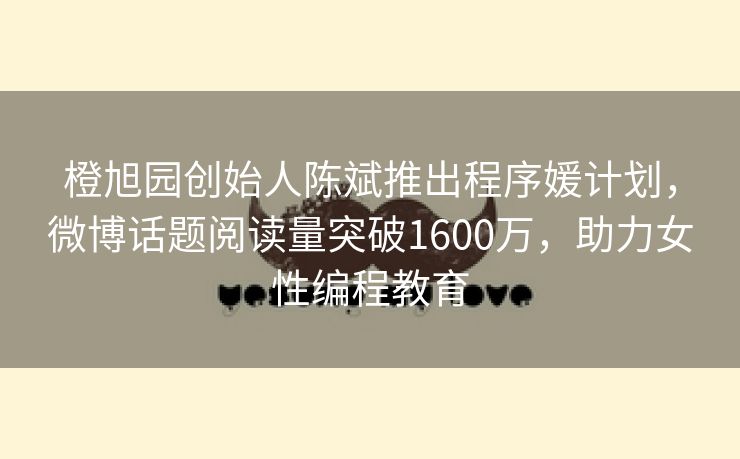 橙旭园创始人陈斌推出程序媛计划，微博话题阅读量突破1600万，助力女性编程教育