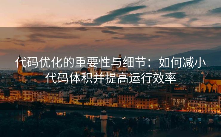 代码优化的重要性与细节：如何减小代码体积并提高运行效率