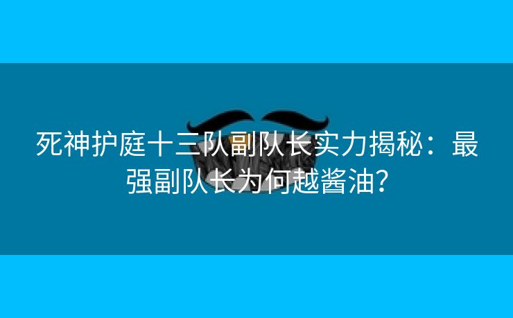 死神护庭十三队副队长实力揭秘：最强副队长为何越酱油？