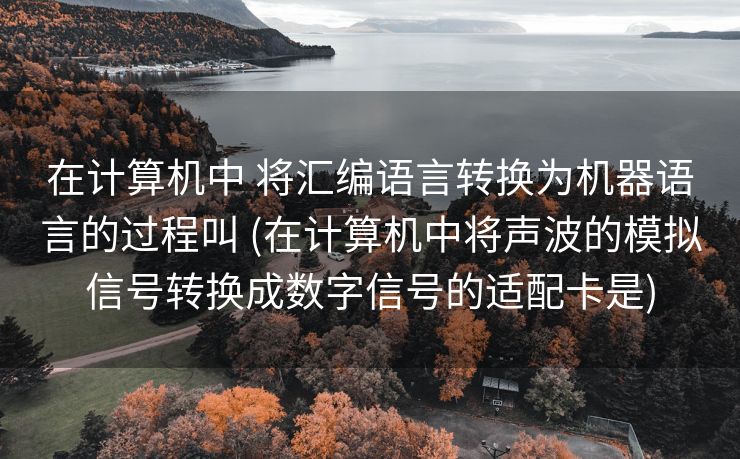 在计算机中 将汇编语言转换为机器语言的过程叫 (在计算机中将声波的模拟信号转换成数字信号的适配卡是)