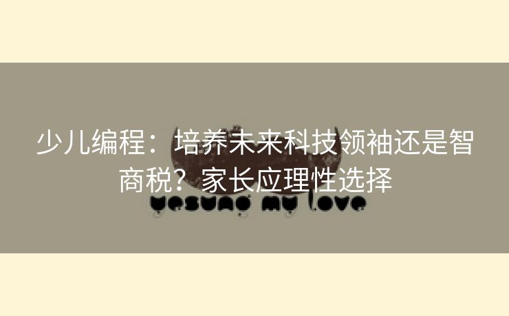 少儿编程：培养未来科技领袖还是智商税？家长应理性选择