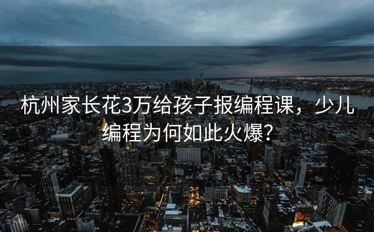 杭州家长花3万给孩子报编程课，少儿编程为何如此火爆？
