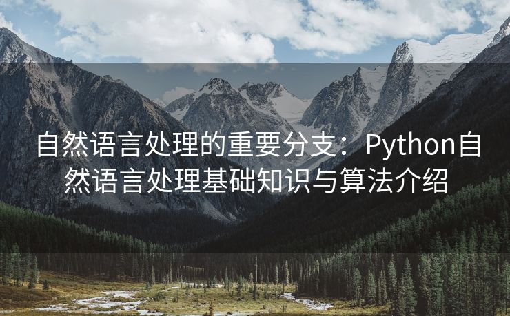 自然语言处理的重要分支：Python自然语言处理基础知识与算法介绍