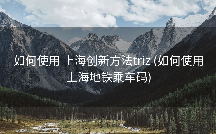 如何使用 上海创新方法triz (如何使用上海地铁乘车码)