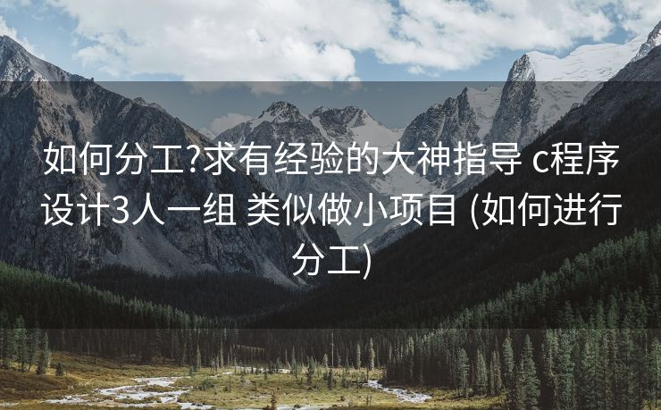 如何分工?求有经验的大神指导 c程序设计3人一组 类似做小项目 (如何进行分工) 如何分工?求有经验的大神指导 c程序设计3人一组 类似做小项目 (如何进行分工)