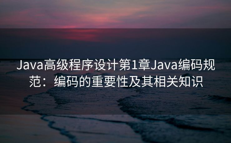 Java高级程序设计第1章Java编码规范：编码的重要性及其相关知识