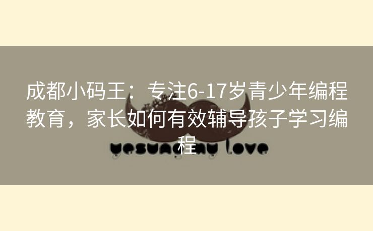 成都小码王：专注6-17岁青少年编程教育，家长如何有效辅导孩子学习编程