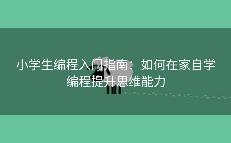小学生编程入门指南：如何在家自学编程提升思维能力