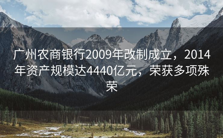 广州农商银行2009年改制成立，2014年资产规模达4440亿元，荣获多项殊荣
