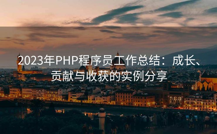 2023年PHP程序员工作总结：成长、贡献与收获的实例分享