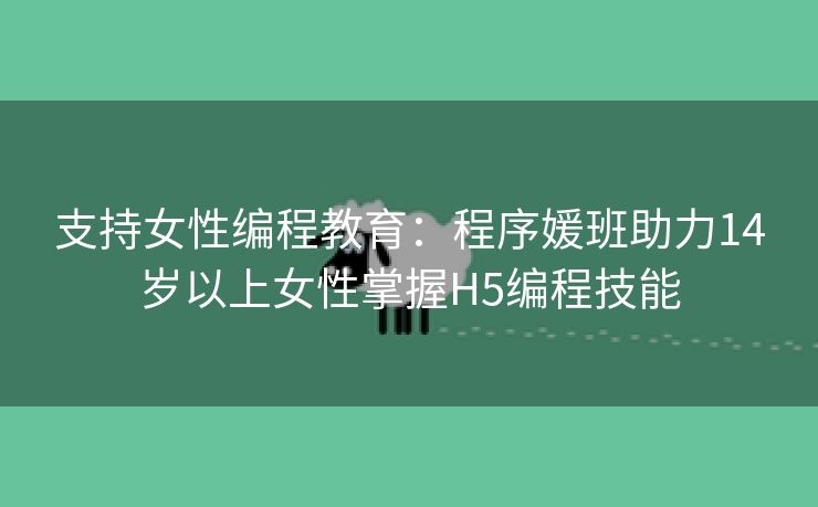 支持女性编程教育：程序媛班助力14岁以上女性掌握H5编程技能