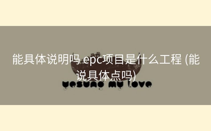 能具体说明吗 epc项目是什么工程 (能说具体点吗)