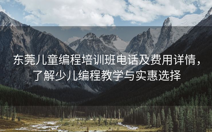 东莞儿童编程培训班电话及费用详情，了解少儿编程教学与实惠选择