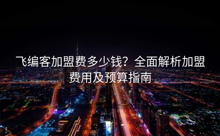 飞编客加盟费多少钱？全面解析加盟费用及预算指南