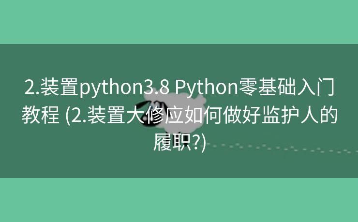 2.装置python3.8 Python零基础入门教程 (2.装置大修应如何做好监护人的履职?)