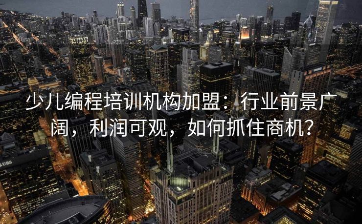 少儿编程培训机构加盟：行业前景广阔，利润可观，如何抓住商机？